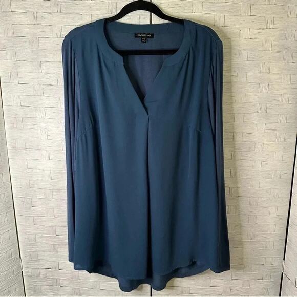 Lane Bryant aqua blouse, soft V-neck front plat, business casual plus size - Picture 1 of 9